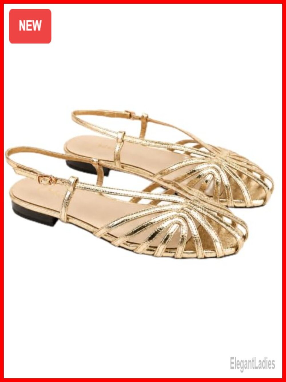 Square Toe Slingback Flat Sandals Adjustable Buckle Slip On Casual Summer